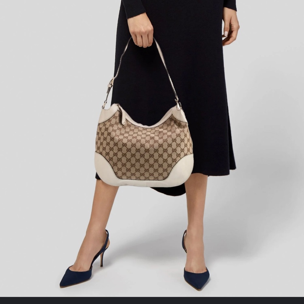 Authentic Gucci GG canvas Charlotte neutral shoulder bag